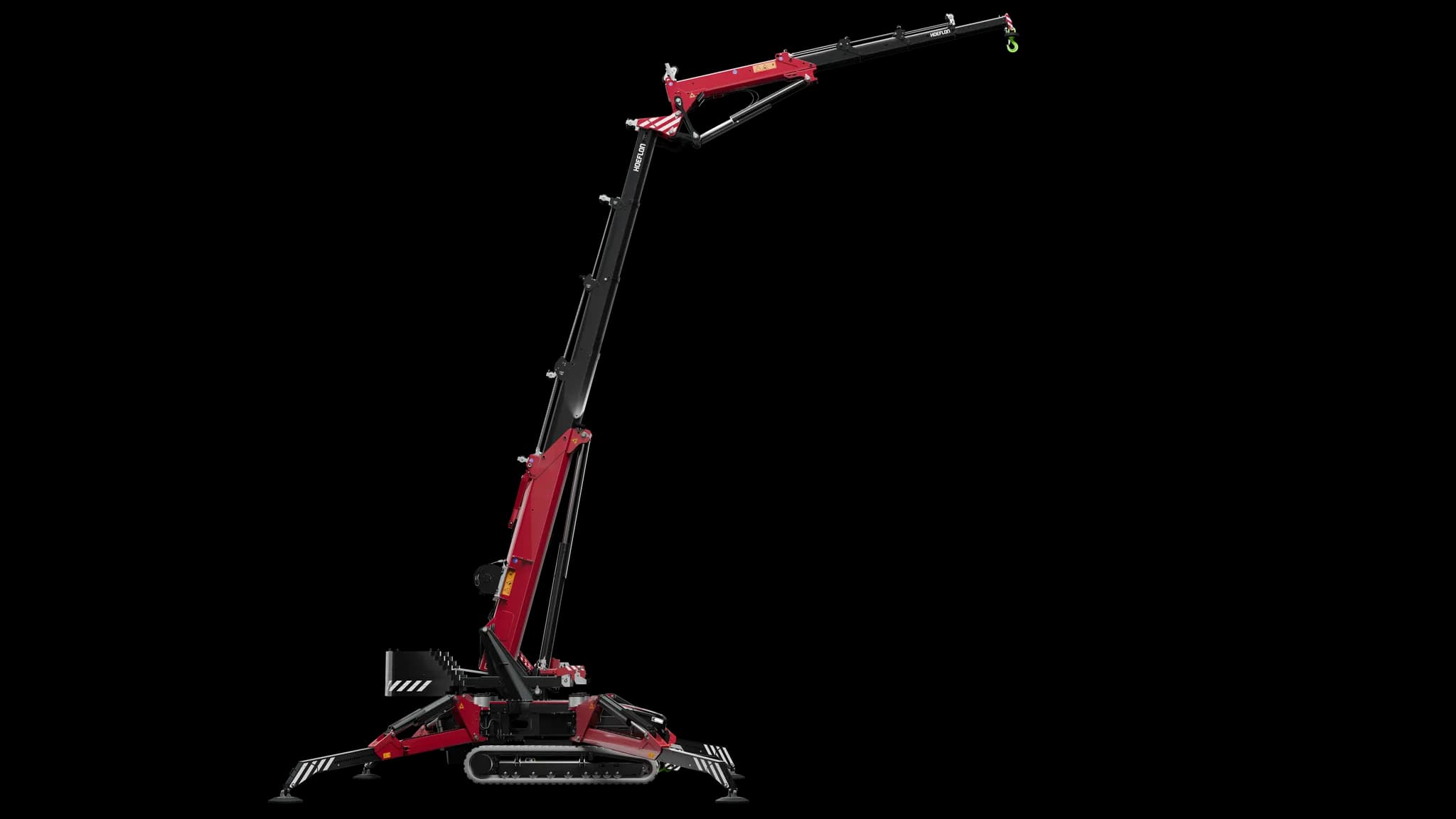 C30e en posición de trabajo con brazo parcialmente extendido, vista derecha